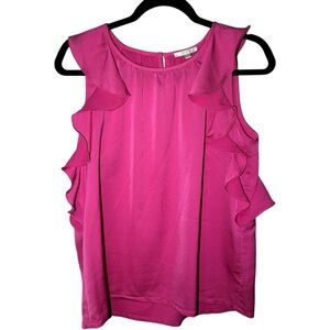 Jade Melody‎ Tam Women's Medium Ruffle Sleeveless Tank Blouse Top Shirt Hot Pink